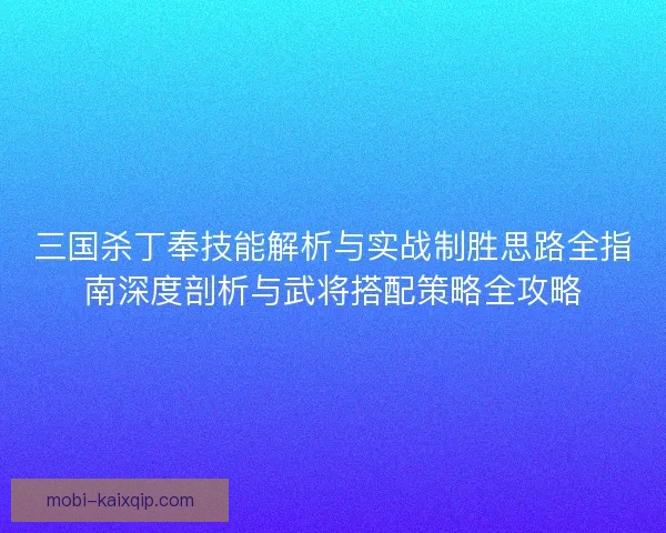三国杀丁奉技能解析与实战制胜思路全指南深度剖析与武将搭配策略全攻略
