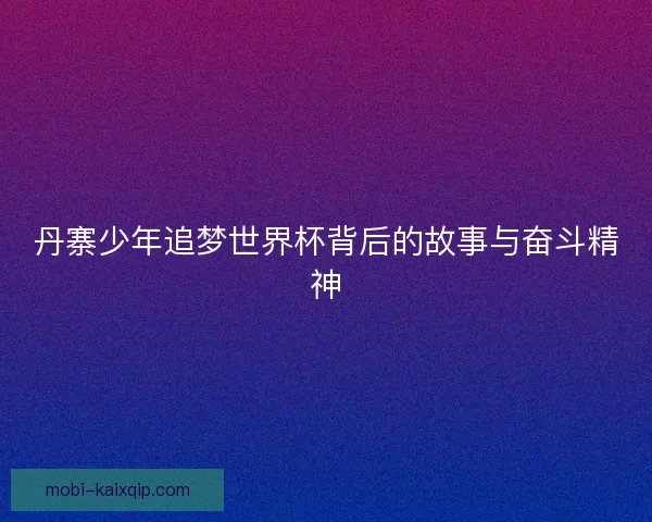丹寨少年追梦世界杯背后的故事与奋斗精神
